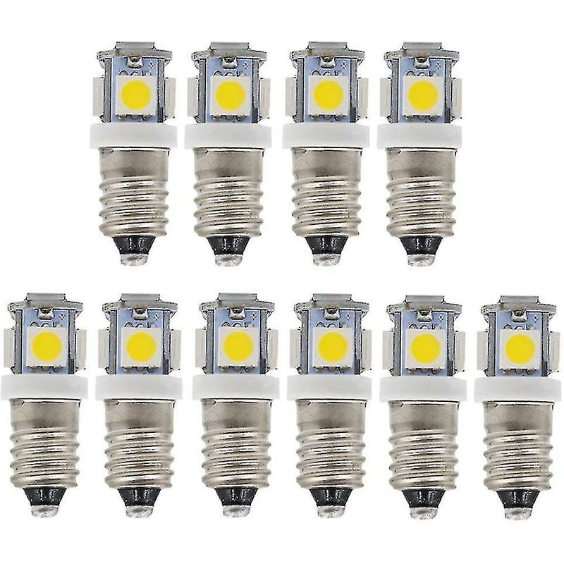 10 Stück E10 6v Led-lampen, Kaltweiß, 5 Smd, 0,5w, 50lm, Warmweiß