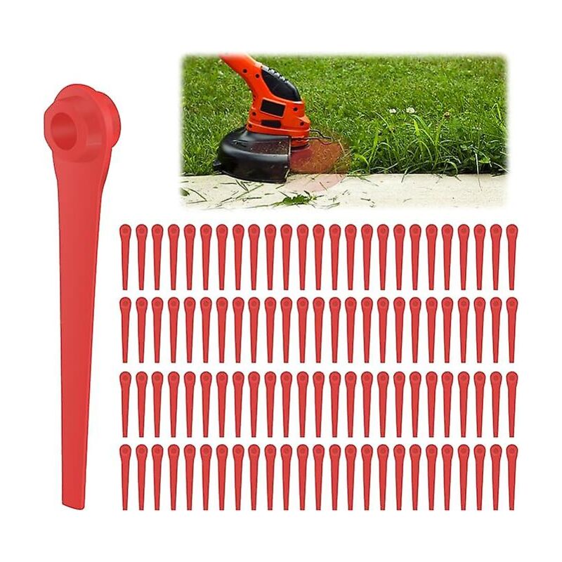 Packung Mit 100 Rasenmähermessern Für Garten- Und Rasenmäherzubehör, Ersatzmesser Aus Kunststoff Für Rasenmäher, Schneidmesser Für Garten- Und Rasenkantenpflege F016800183