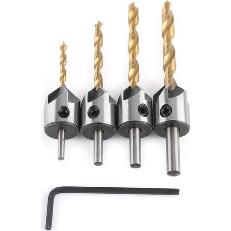 Fasenbohrer, Fasenbohrer-set, Holzbearbeitungsreibahle, Senkbohrer Mit Innensechskantschlüssel (4-teilig, 3-6 Mm)