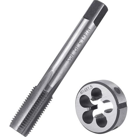 M14 X 1,5 Mm Gewindebohrer- Und Schneideisensatz. M14 X 1,5 Mm Hss-gewindeschneidset Mit Rechtsgewindebohrern Zum Gewindeschneiden Und -reparieren.