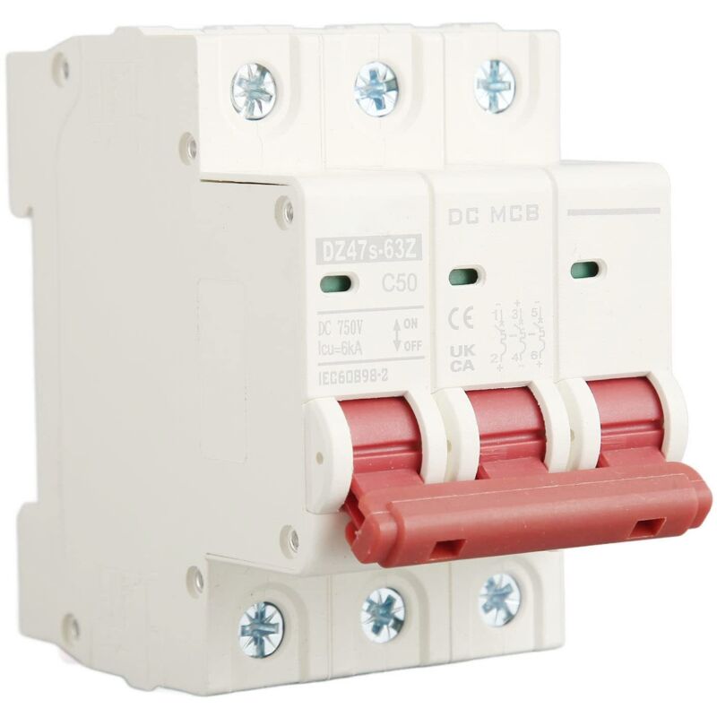 2-poliger Dc-miniatur-leistungsschalter 50 A 1000 V 6000 A Abschaltvermögen Kurzschlussschutz Pv-din-schienenmontage-leistungsschalter