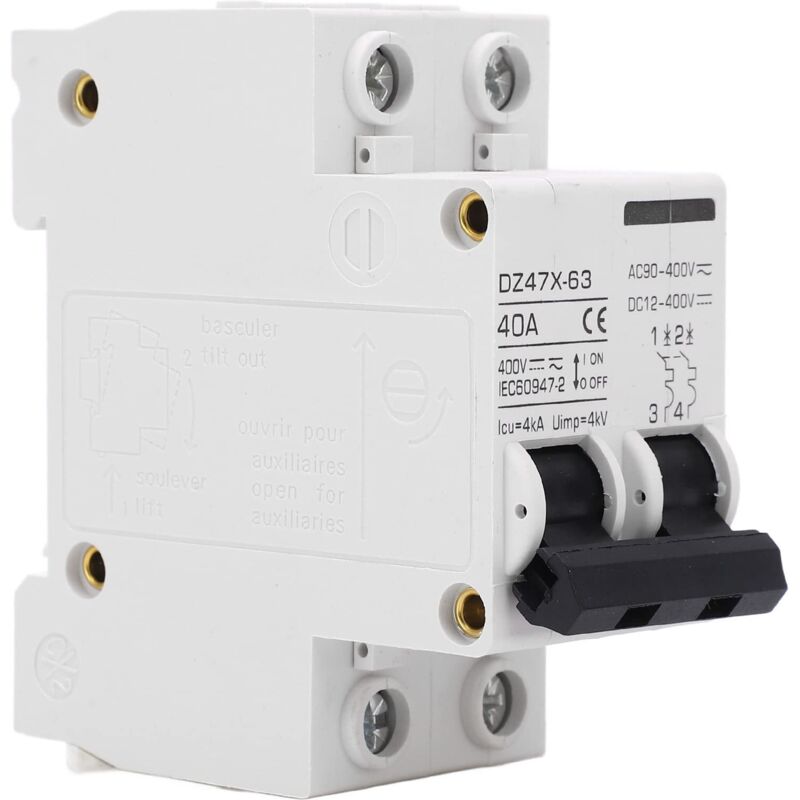 Leitungsschutzschalter, Din-schienenmontage, 2-polig, Für Photovoltaikanlagen, Dc 12–400 V, Ac 90–400 V, 40 A