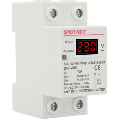 Automatisches Überspannungs- Und Unterspannungsschutzgerät 230v 40a Mit Spannungsanzeige Und Kontrollleuchte Für Din-schienenmontage.
