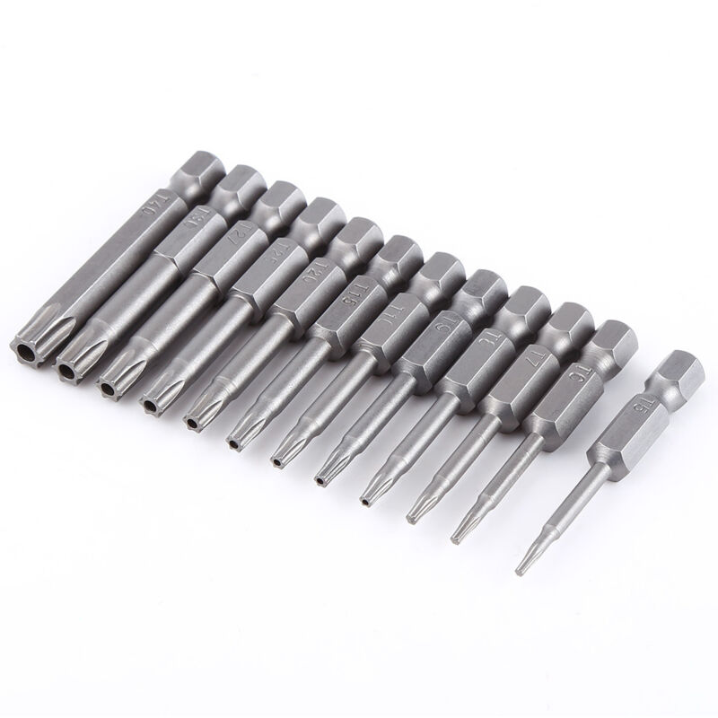 12-teiliges Magnetisches Schraubendreher-bit-set Mit 1/4-zoll-schaft (50 Mm) Aus Stahl, Sternkopf, T5-t40, Für Haushaltsreparaturen