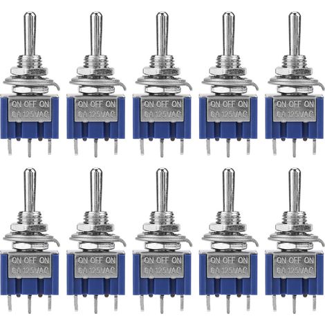 10 Stück 6a 125vac 6mm Mini-kippschalter 3 Positionen, Spdt-kippschalter 3 Positionen 3 Pins Ein Aus Ein