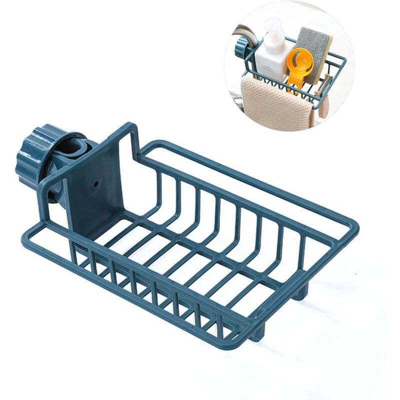 1 Stück Rutschfester Ablagekorb Für Küchenarmaturen, Spülbecken-organizer, Abtropfhalter, Aufbewahrungshalter Für Seife, Waschlappen Und Schwämme (blau) - Fei Yu