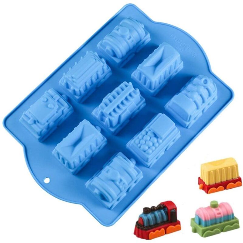 Große 3d-zug-silikonform Mit Lokomotive Und 8 Waggons