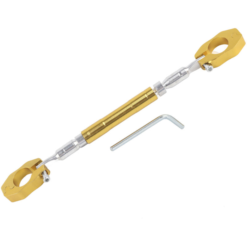Phefop Lenkerstabilisator Aus Aluminium, Motorrad-lenkerstrebe, Verstellbare Fahrrad-lenkerstrebe, Min. 28 Cm - 32 Cm, Antivibration, Universelle Aluminiumlegierung (gold)