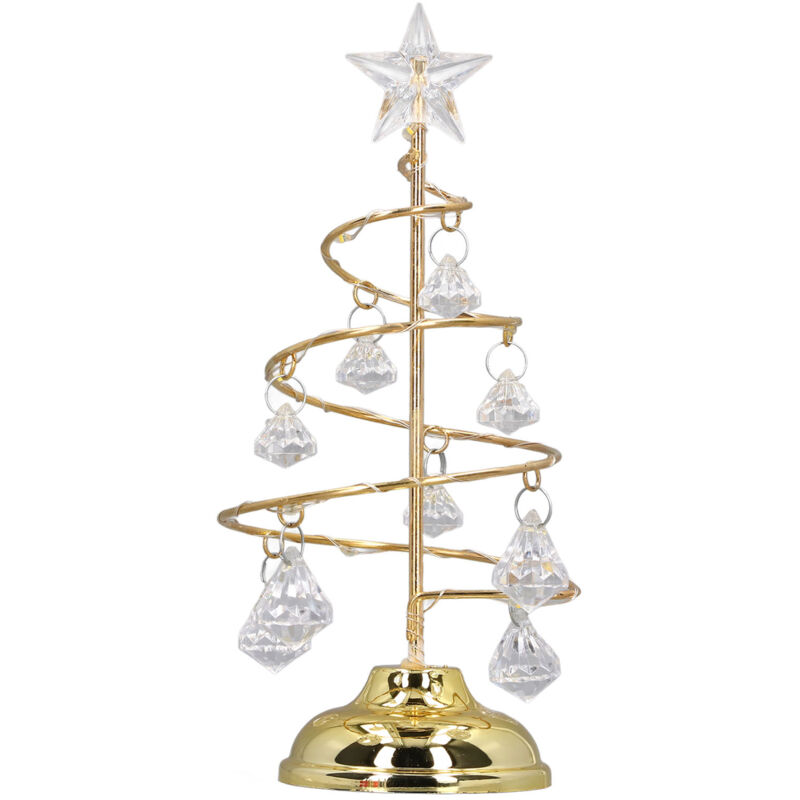 Led-weihnachtsbaumbeleuchtung, Kleine Dekorative Kristallleuchte Aus Eisen, Nachtlicht, Geschenkidee, Warmes Gold