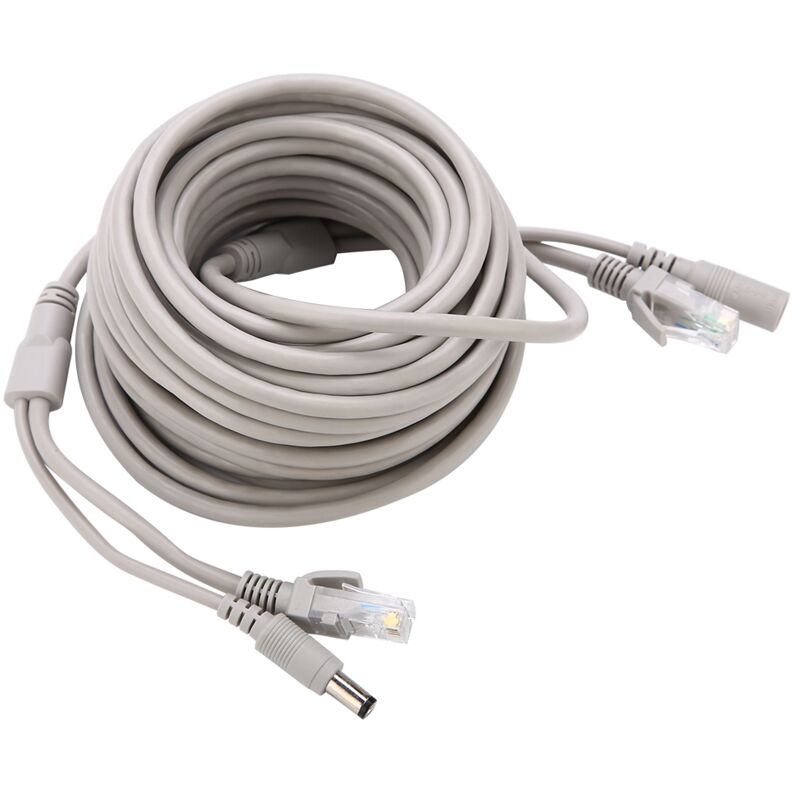 – Rj45-kabel Und Netzteil 5 M/10 M/15 M/20 M – Cat 5 Für Ip-kameras Und Nvr-systeme – 10 Mbit/s/100 Mbit/s – Rj-45- Und 2,1-mm-stecker – 10 Mbit/s/100 Mbit/s