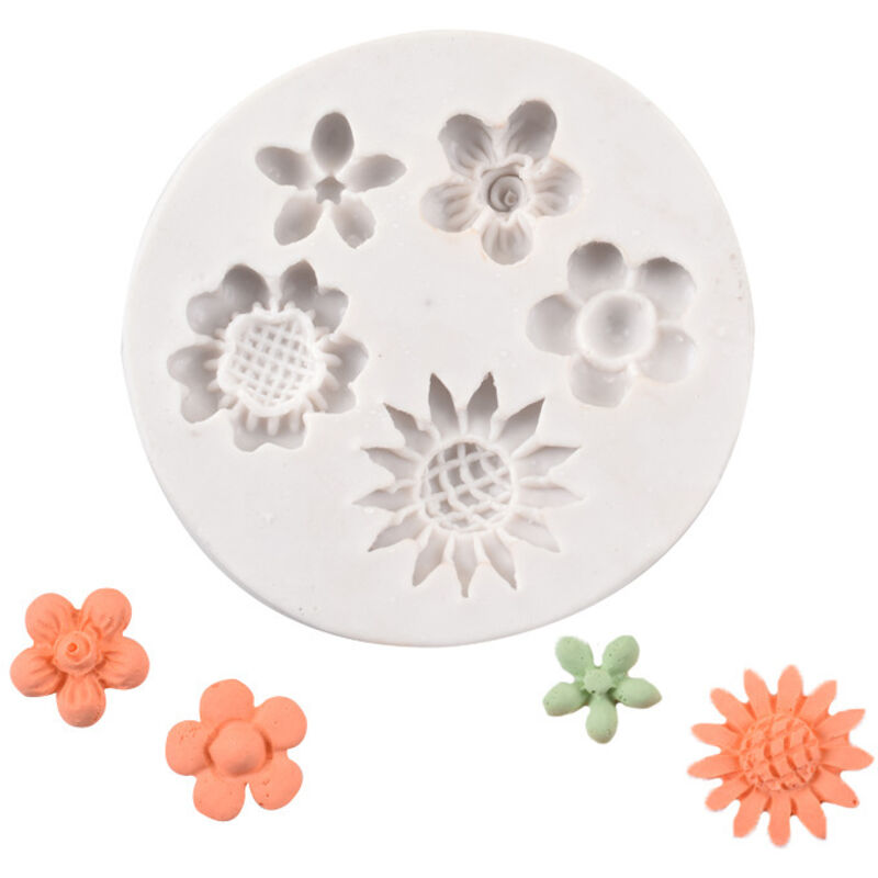 Silikonformen Für Mini-blumenkuchen, Harzformen Für Fondant, Rosen, Gänseblümchen, Kleine Blumenformen, Schmuckherstellungswerkzeuge