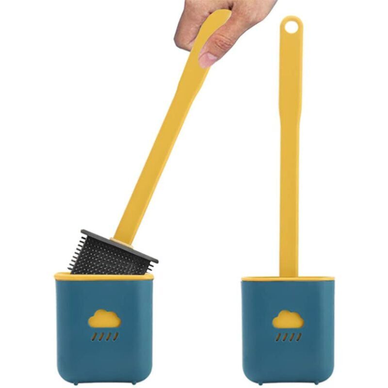 Flexible Silikon-toilettenbürste, Flache Toilettenbürste, Schnelltrocknende Toilettenbürste, Hängende Toilettenbürste, Silikon-toilettenbürste Mit Halterung (grün)