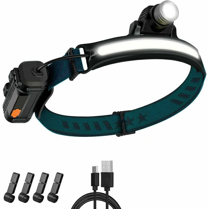 Wiederaufladbare Led-stirnlampe Mit Usb-anschluss, 2000 Lumen, Zoomsensor, 6 Leuchtmodi, Wasserdicht (ipx65), Halo-licht Für Nachtangeln, Extrem Hell Und Einstellbar