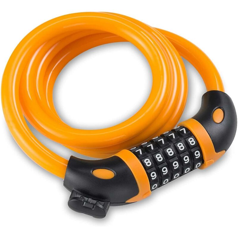 Crea Fahrradschloss Mit 5-stelligem Zahlenschloss, 1,2 M/4 Ft Fahrradkabelschloss (orange)