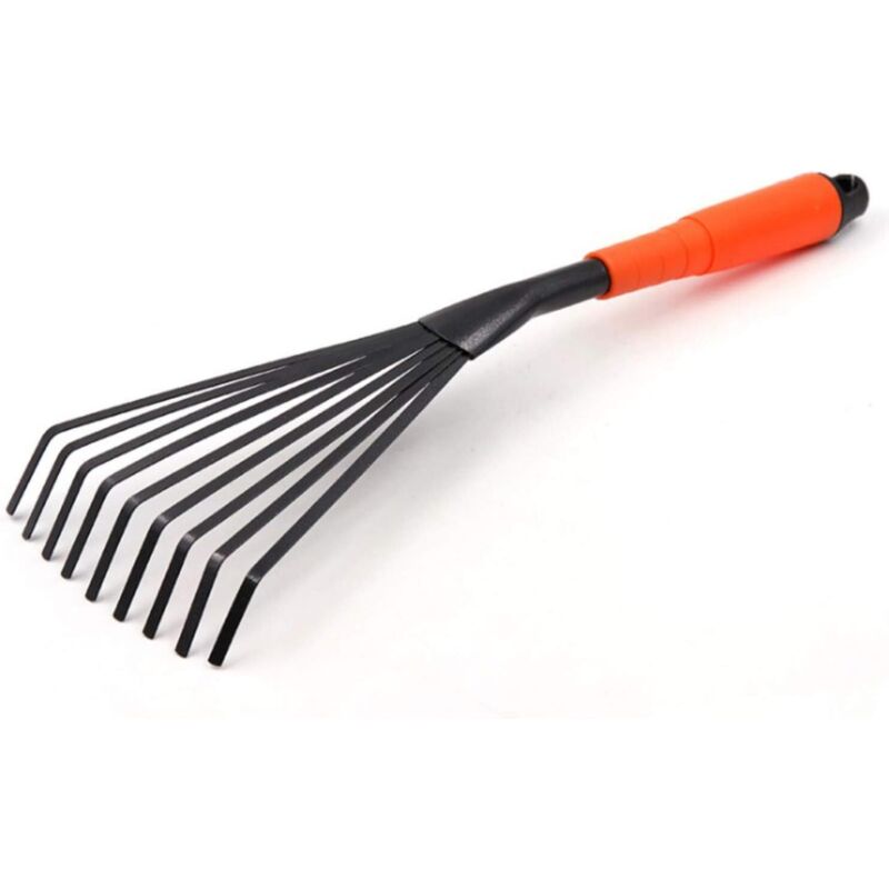 Gartenrechen (40,6 Cm), 9 Stahlklingen, Handrechen Mit Ergonomischem Komfortgriff Und Rostbeständig – Professionelles Gartengerät – Fei Yu