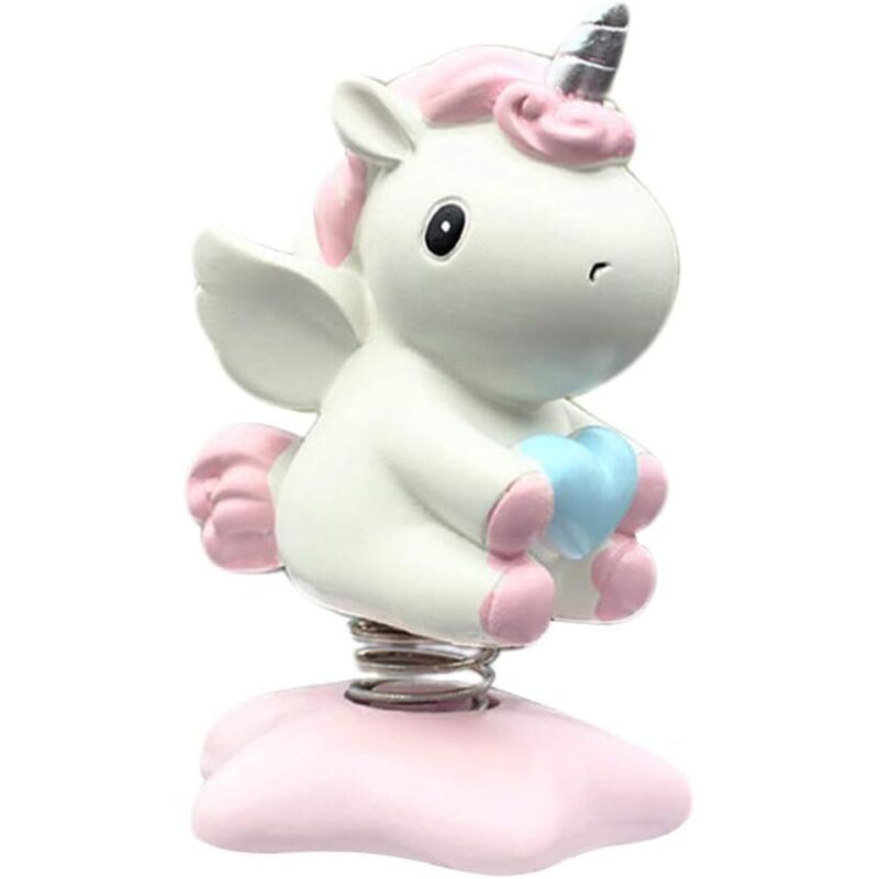 Stück Wackelndes Einhorn-kopf-nick-ornament, Cartoon-schreibtisch-auto-armaturenbrett-dekorationsspielzeug (rosa) - Fei Yu