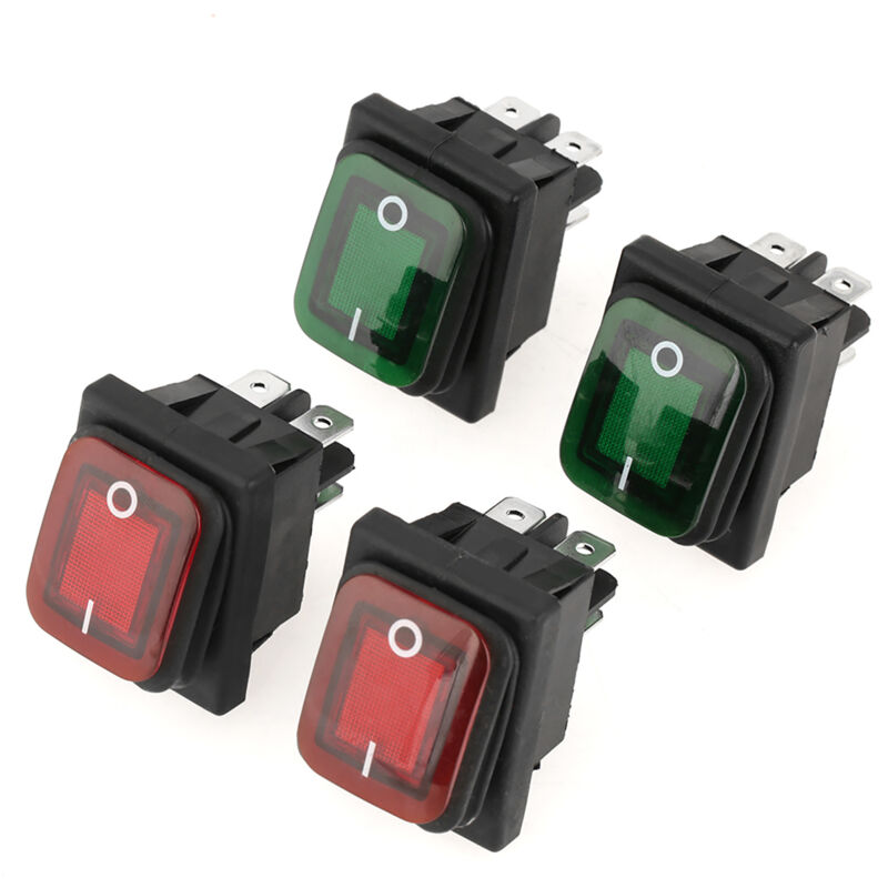 Taidda 4-poliger Positionsschalter, 2-poliger Rot/hellroter Staubdichter Wippschalter, 4er-set 220v Beleuchtete Bootsbeleuchtung, Langlebig, Für Den Außenbereich Geeignet