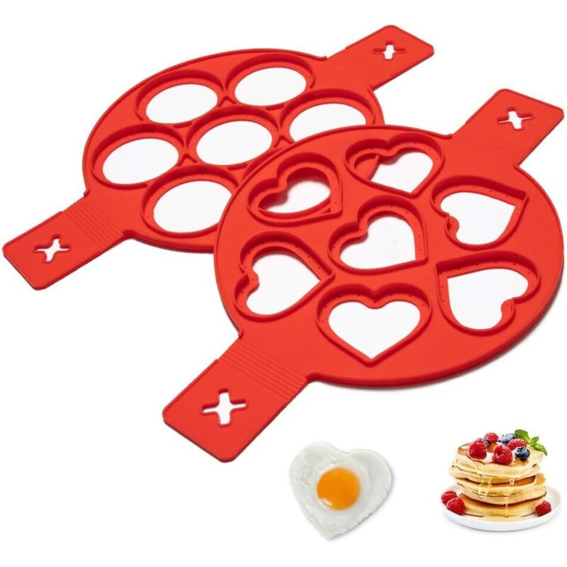 2-teilige Silikon-pfannkuchenform, 2 Formen, Antihaftbeschichtet, Sichere Und Kreative Doppelseitige Kuchenform Für Pfannkuchen Und Omeletts - Fei Yu