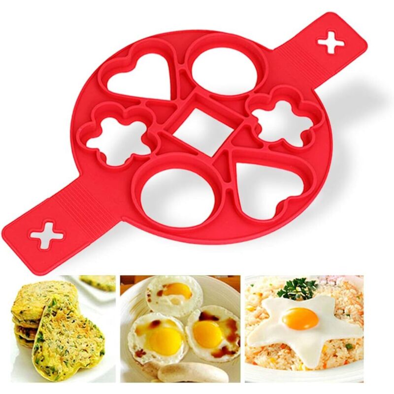 Silikon-crêpeform, 7-ring-crêpeform, Antihaft-küchenhelfer, Ringform, Crêpe-zubehör, Eierwendering, Eierform, Käse-eierkocher, Küchengerät