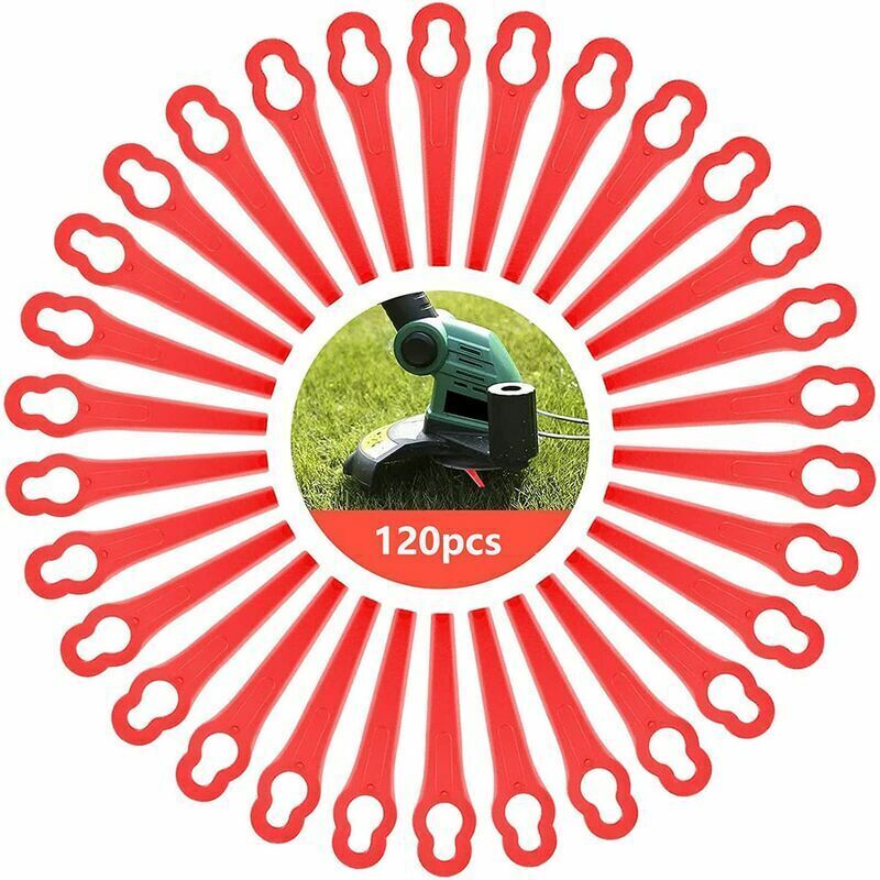 Packung Mit 120 Ersatzmessern Für L83-10 X 5 Mm Akku-rasenmäher, Aus Kunststoff, Für Garten Und Rasen (rot)