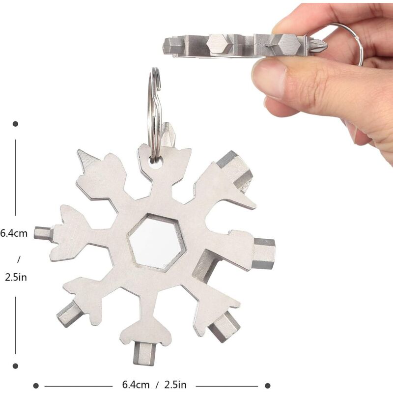 18-in-1 Schneeflocken-multitool, Schneeflockenförmiger Schraubendreher/dosenöffner/schlüsselanhänger Für Alltag, Reisen Und Camping (silber) - Fei Yu