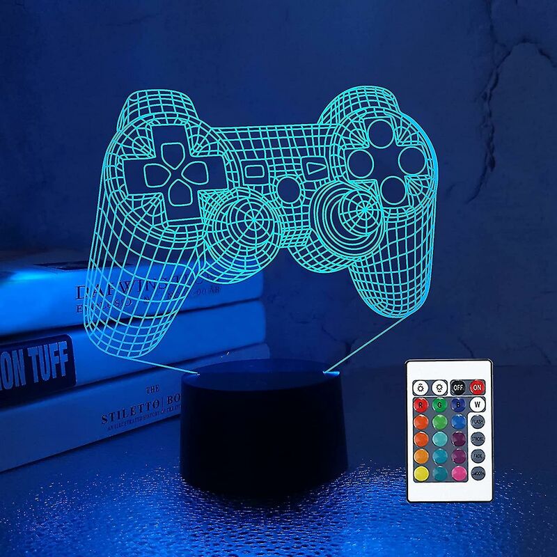 Crea 3d-gamepad-lampe, Spielkonsolen-nachtlicht, 3d-illusionslampe Für Kinder, 16 Farben Per Fernbedienung Wechselbar, Geschenk Für Gamer Im Spielzimmer, Kinderzimmerdekoration