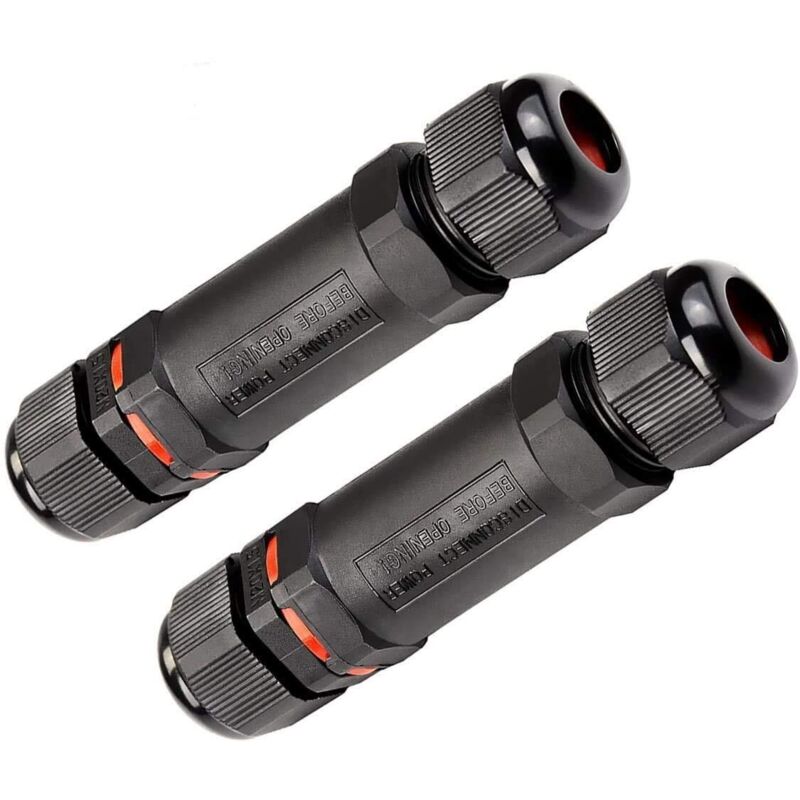 Wasserdichte Anschlussdose, 2er-pack, Ip68-schutzart – Anschlussdosen-ø 1–13 Mm – Einfache Montage (schwarz, Pvc) – Fei Yu