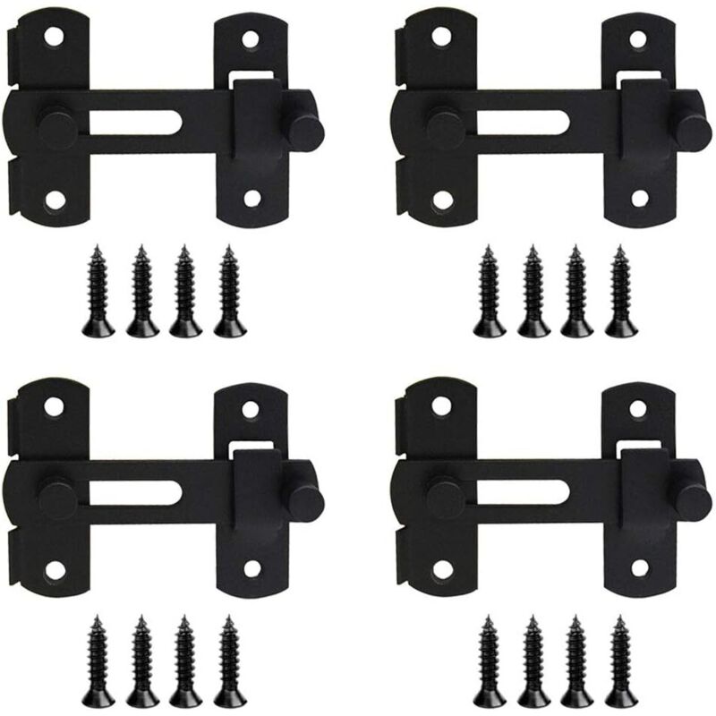 Set Mit 4 Türriegeln Aus Edelstahl, Schiebeverschluss, Schwarz, Inklusive Schrauben Für Vitrinen, Weinkeller, Weinkeller - Fei Yu