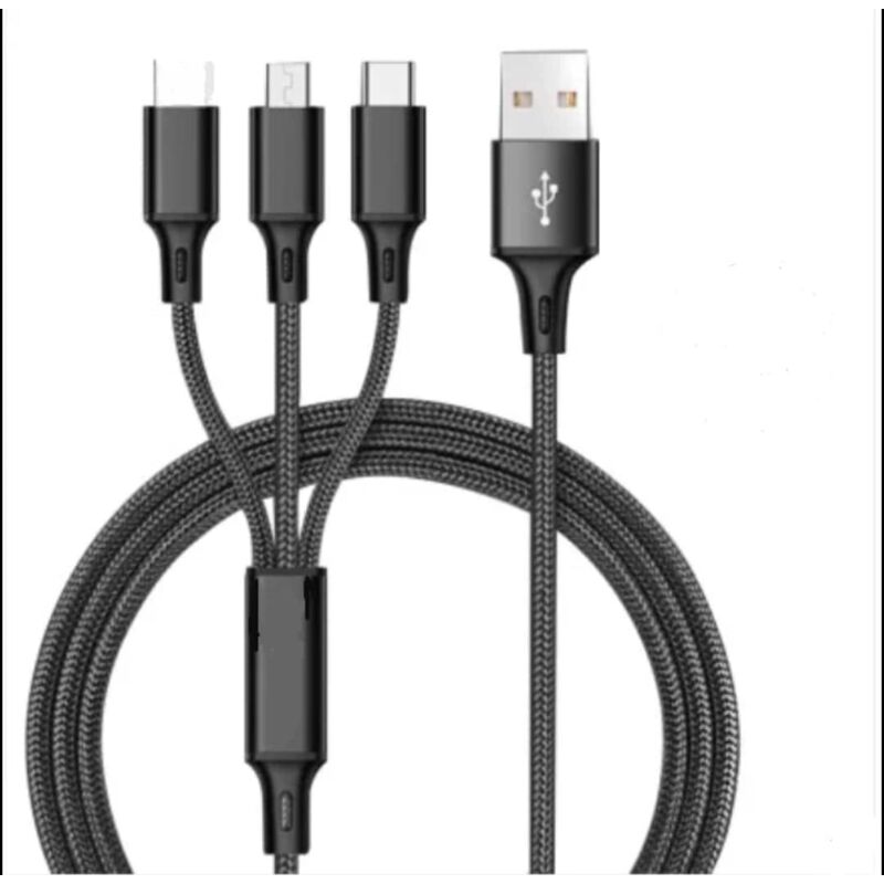 3-in-1-schnellladekabel Aus Geflochtenem Nylon – Micro-usb-/usb-typ-c-/lightning-usb-datenkabel Für Smartphones