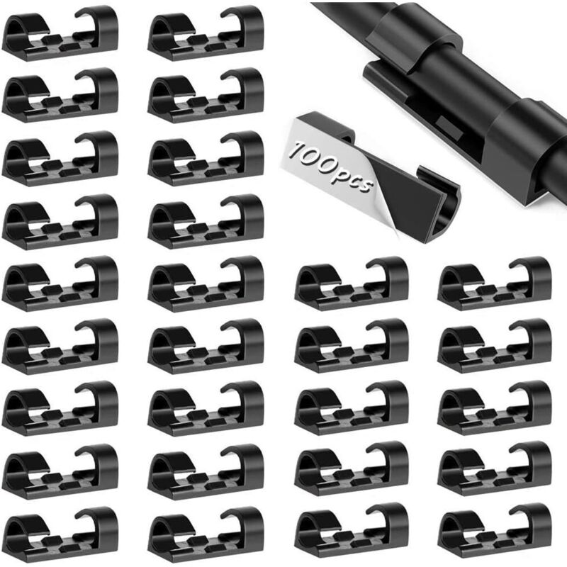Kabelmanagement, Kabelorganizer, Kabelaufbewahrung Für Den Schreibtisch, Selbstklebende Kabelclips, 100 Selbstklebende Kabelclips, Kabelhalter, Kabelorganizer – Schwarz – Fei Yu
