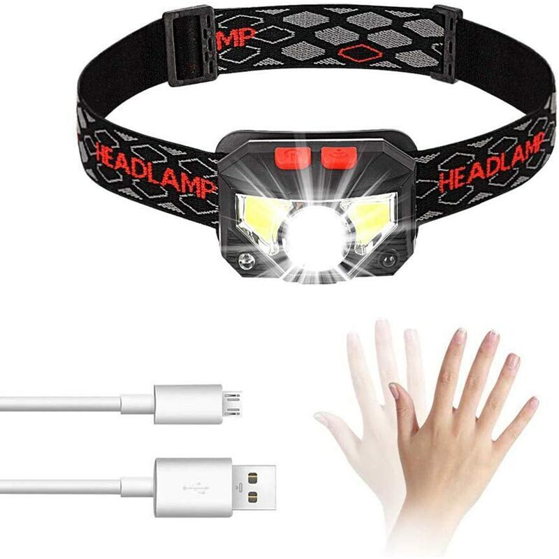Led-stirnlampe, Usb-wiederaufladbar, Mit Bewegungssensor, 300 Lm, 8 Beleuchtungsmodi, Ipx4 Wasserdicht, 30 Stunden Dauerbetrieb, Zum Angeln, Campen Und Lesen.