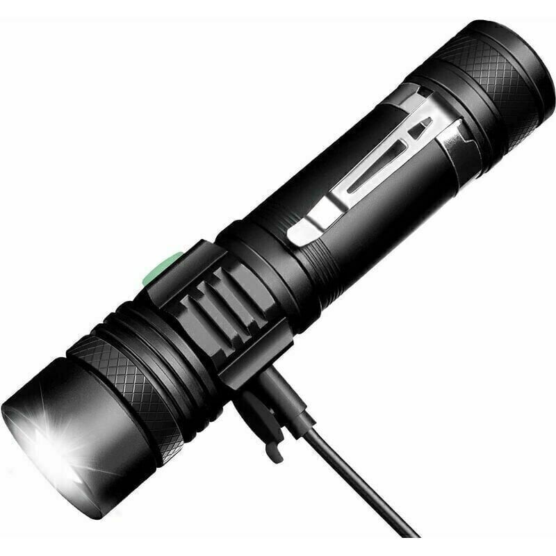 Led-taschenlampe, Usb-aufladbar, Extrem Helle Led-taschenlampe, Wasserdichte Taschenlampe Mit 4 Modi (batterie Nicht Enthalten) – Fei Yu