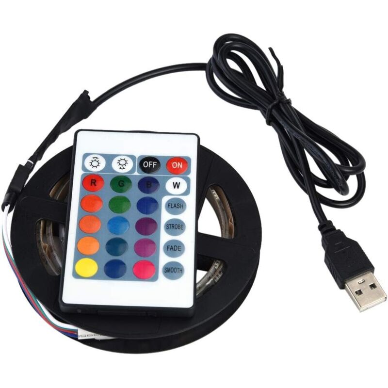 Wasserdichter Led-streifen, Mehrfarbiger 5050 Rgb-led-streifen Mit Fernbedienung Für Tv-hintergrundbeleuchtung, 5v Usb-hintergrundbeleuchtungsset (1 M) – Fei Yu
