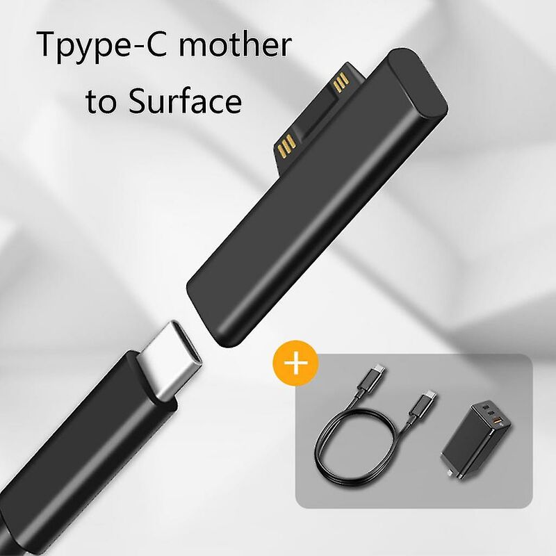 Crea – Usb-c-netzteil (weiblich) Für Microsoft Surface Pro 3/4/5/6/7 – 15 V/3 A Ausgang – Schnellladefunktion – Material: Abs Und Metall