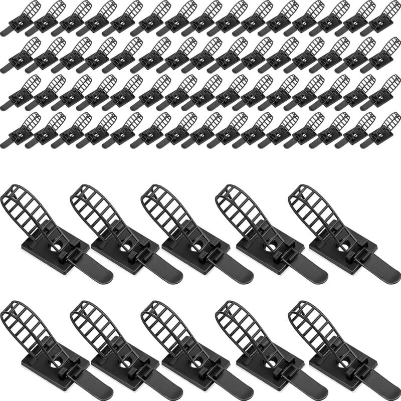 50er-pack Kabelhalter, Kabelführungen, Flexible Kabelorganisatoren, Selbstklebende Kabelclips, Verstellbare Nylon-kabelbinder Für Tischstromkabel – Fei