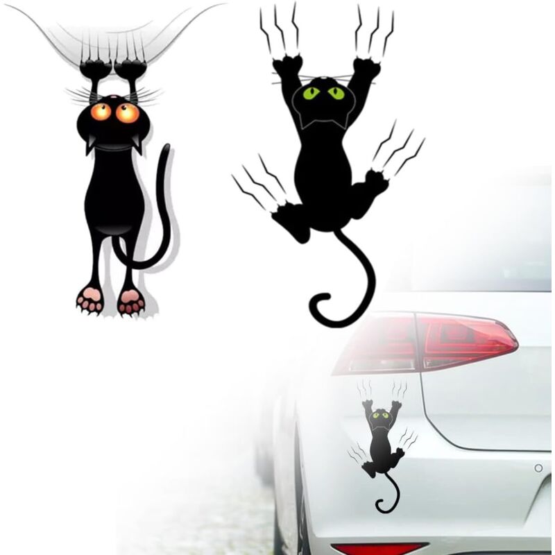 Set Mit 2 Katzenaufklebern, Niedliche Autoaufkleber Für Den Außenbereich, Lustige Autoaufkleber, Aufkleber Mit Schwarzer Katze