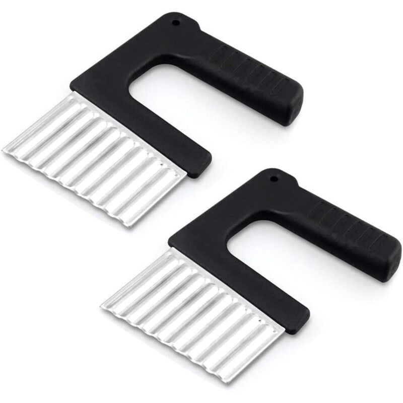 2-teiliges Set Edelstahl-mandolinen, Edelstahl-gemüseschneider, Wellenschneider Für Pommes Frites, Zum Schneiden Von Kartoffeln, Süßkartoffeln Und Obst Oder Gemüse – Fei Yu