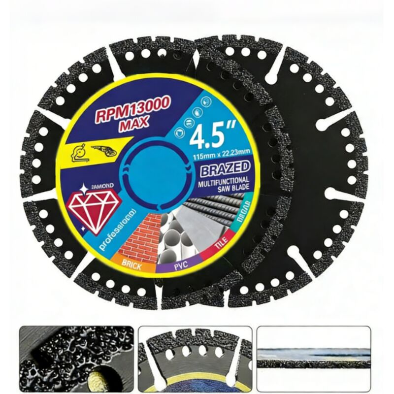 Crea – 4,5-zoll-diamanttrennscheiben – 2er-pack – Trockenschneiden Von Metall, Fliesen, Stein, Kunststoff – Für Winkelschleifer
