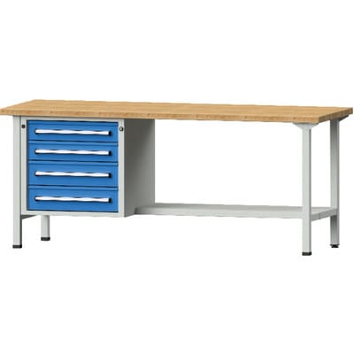 Werkbank 4 Schubladen 1 Fachboden 1500xH840mm grau/blau I.3196.2284