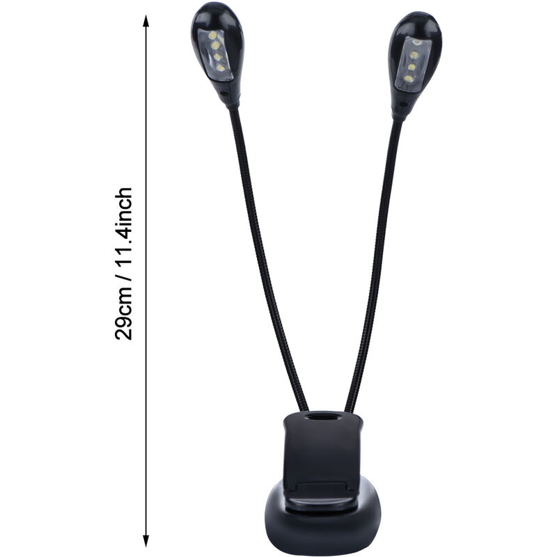 Notenpultlampe, Mini-doppelkopflampe Mit 8 Leds, Verstellbare Klemmleuchte Mit Usb-kabel Zum Lesen/für Bücher/für Tische/für Den Nachttisch