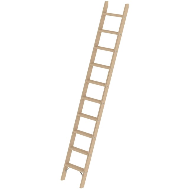 Stufen-Anlegeleiter Holz, ohne Traverse, 10 Stufen