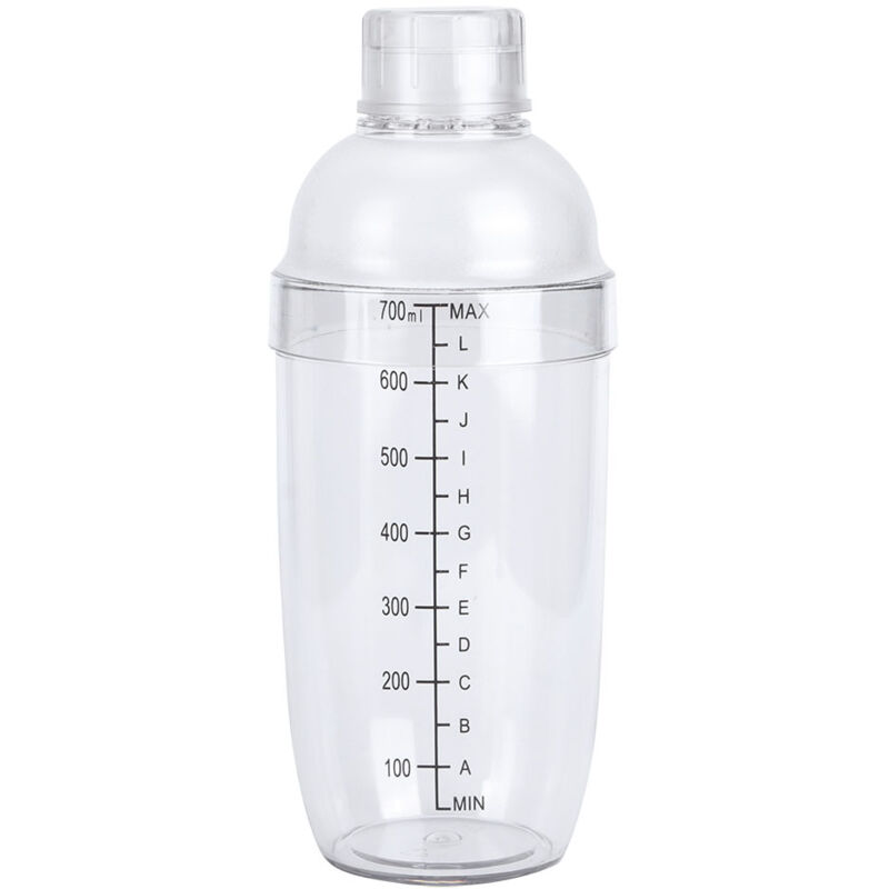 Luocute Cocktailshaker Mit Waage Und Sieb, Durchsichtige Kunststoffflasche Für Cocktailshaker, Weinmixerflasche, Teespender Für Bar, Party, Zuhause (700 Ml)