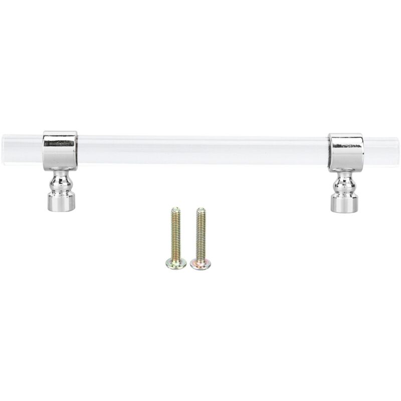 Schrankgriffe, Griff Aus Transparentem Kristallacryl, Einfach Zu Montieren, Küchentürgriff, Badezimmer, Wohnaccessoires, Für (96 Mm Lochabstand - Glänzend Silber)