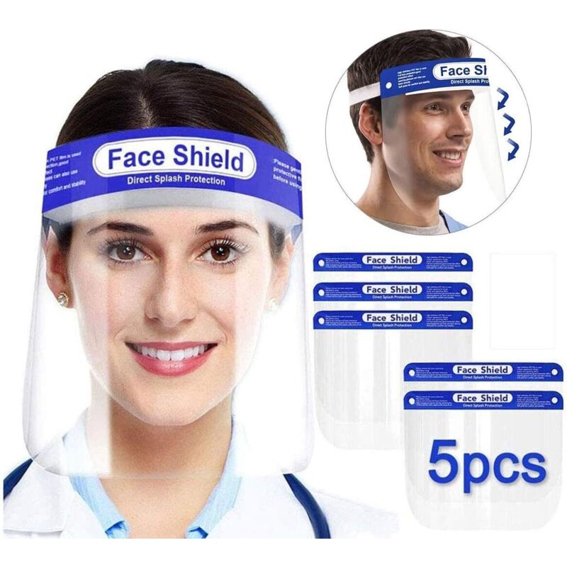 Set Mit 5 Transparenten, Beschlagfreien Gesichtsmasken (32 X 22 Cm) – 5 Waschbare Und Wiederverwendbare Masken – Fei Yu