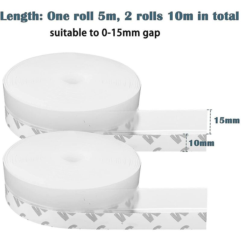 Crea Silikon-dichtungsstreifen, 2er-pack, 10 M X 25 Mm, Selbstklebend, Für Türen Und Fenster, Transparente Türdichtung Unten, Staubdicht, Wetterfest, Schalldämmend – 10 M