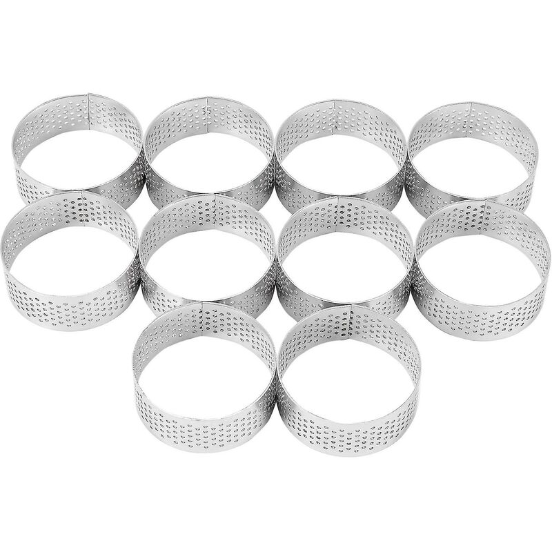 Crea 10er-packung 5 Cm Edelstahl-tarteringe, Hitzebeständig, Perforiert