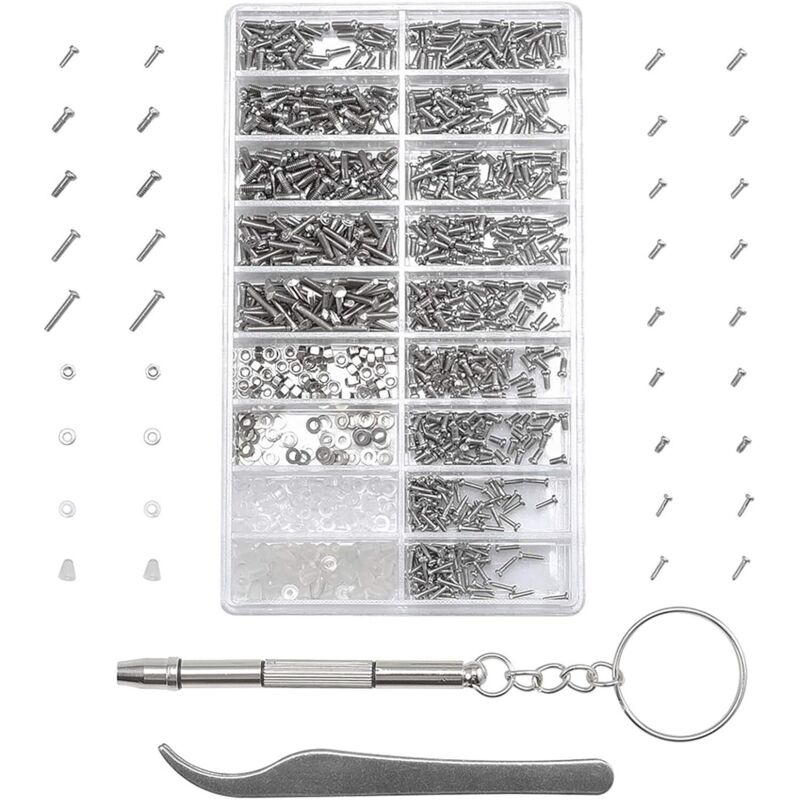 1000 Mikroschrauben-reparatursets Für Brillen, Sonnenbrillen Und Uhren, Inklusive Pinzette Und Schraubendreher – Fei Yu