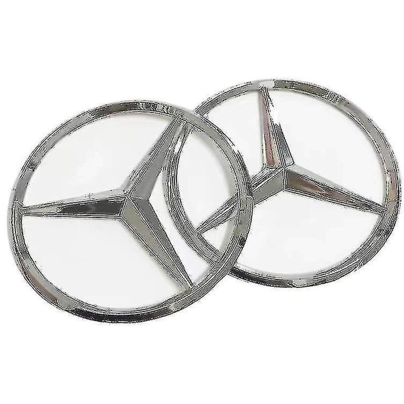 Crea – Set Mit 2 Mercedes-benz Heckaufklebern, 9 Cm – Silberner Abs-kunststoff – 90 Mm Logo Für Den Kofferraum – Elegante Personalisierung