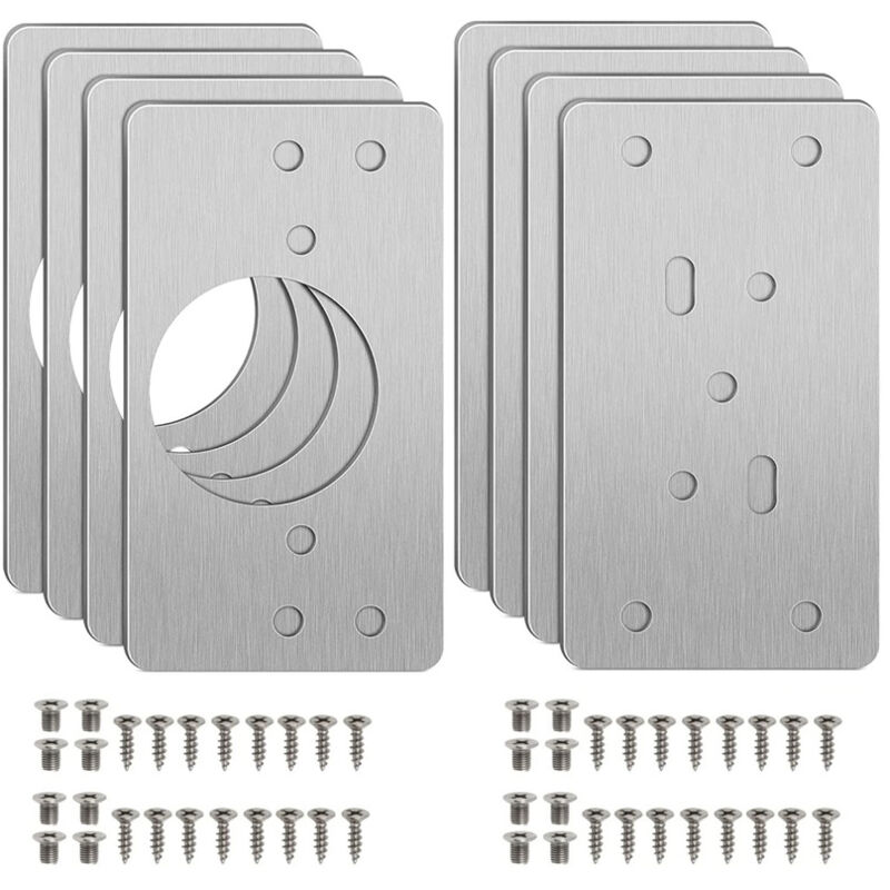 Reparaturplatte Für Scharniere Mit Löchern, 8 Reparaturhalterungen Mit 48 Schrauben, Einfache Montage, Reparaturset Für Holzscharniere, Möbel Und Regale