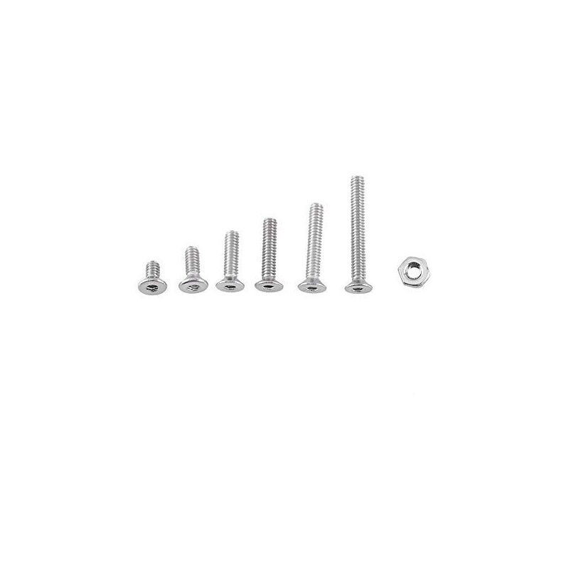 – Set Mit 250 M2-schrauben Aus Edelstahl A2 – 6 Längen M2 X 4/6/8/10/12/16 Mm – Flach-, Gewölbter Und Zylindrischer Kopf – Korrosionsbeständig – 250 Stück